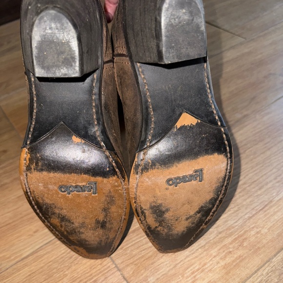 Genuine leather Laredo boots brown & turquoise snip toe heel distressed boot - Picture 7 of 11